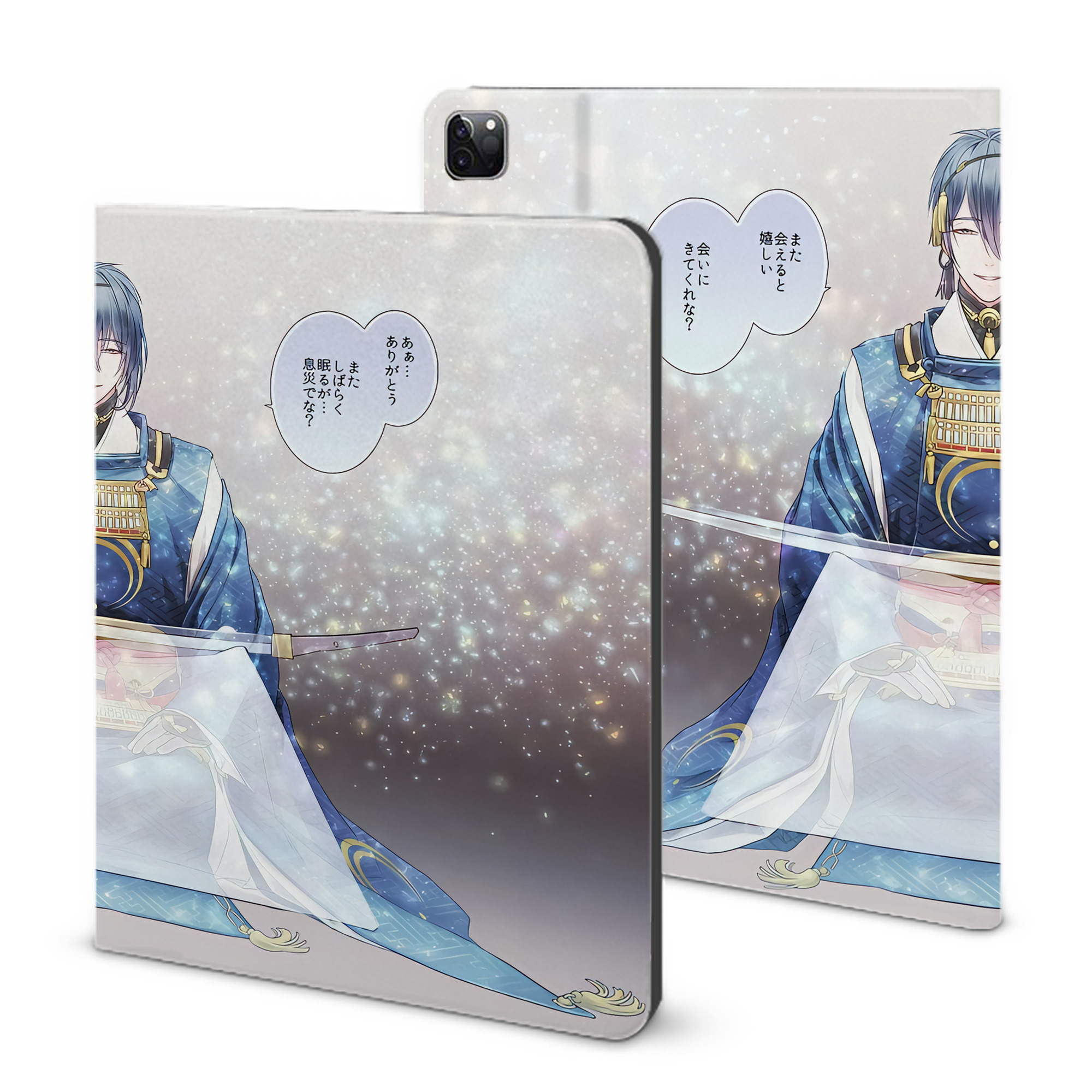 （画像用） 刀剣乱舞 Touken Ranbu IPad ケース ブック型 PUレザー TPU 耐衝撃 軽量 薄型 ペン収納なし 全面保護 IPad 各モデル対応